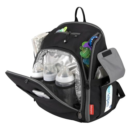 Fisher-Price Fastfinder 3 Piece Set Diaper Bag Backpack for Moms & Dads with Changing Pad and Wipes Pocket