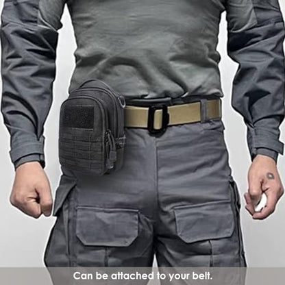 Azarxis Molle Pouches, Tactical Compact EDC Small Utility Pouch Waist Bags Sundries Storage Admin Organize Gear Gadget for Military Backpack - color: #07 Black - 7.48"x4.33"