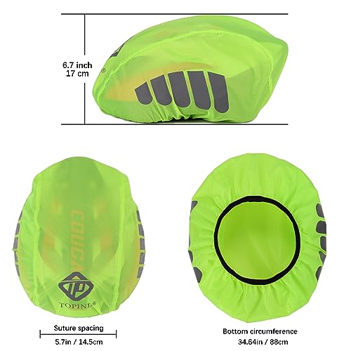 TOPIND Bike Helmet Cover High Visibility Waterproof Cycling Helmet Rain Cover with Reflective Strip Dustproof Breathable Mountain Road Bicycle Helmet Snow Cover Ride Gear - color: Green, size: Large