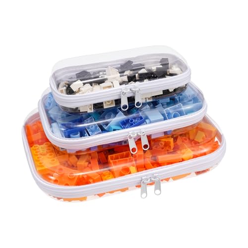 Clear Hard Shell Zipper Case,3PCS Transparent Clear Zipper Pouches,Hard Side Plastic Case Set,Portable Travel Storage Organizer Bins - color: 3PCS-LMS