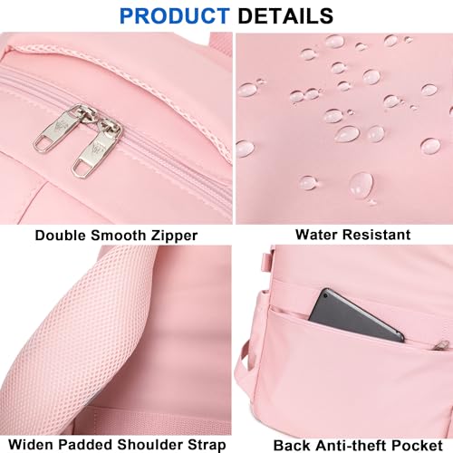 Laptop Backpack 15.6 Inch College Backpacks for Women, School Backpack for Girls,Students Aesthetic Anti Theft Travel Daypack Large Bookbags Middle High School Back Pack(Pink) - color: Pink