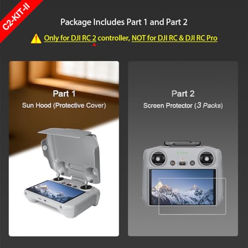 Arzroic RC 2 Protective Sun Hood Kit with Screen Protector for DJI Mini 5 Pro/Avata 360/Mini 4 Pro/Mavic 4 Pro/Flip/Air 3S/Air 3 Accessories - style: Sun Hood + Screen Protector