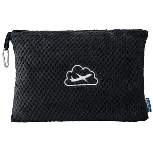 BEDELITE Travel Blanket with Bag, Ultra-Soft Jacquard Fleece Blanket with Luggage Sleeve & Backpack Clip, Airplane Blanket Travel Essentials, Black - color: Black