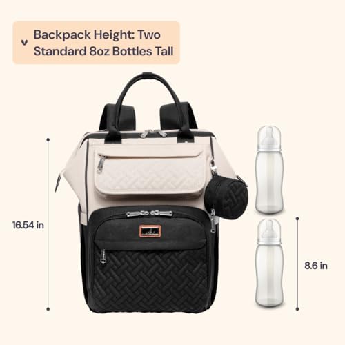 BabbleRoo Diaper Bag Backpack, Multifunction Nappy Changing Bag with Changing Pad, Stroller Straps & Pacifier Case, Unisex Stylish Travel Back Pack for Moms & Dads – Apricot & Black - color: Black & Apricot