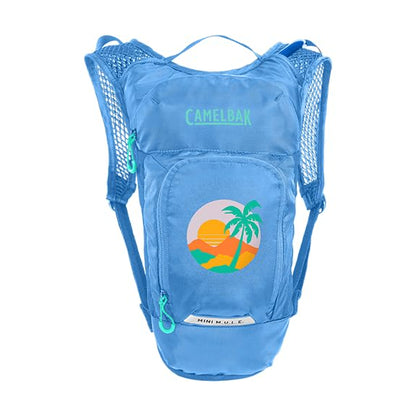 CamelBak Mini M.U.L.E. Kids Hydration Backpack, Lightweight Trail and Bike Pack with 50oz Reservoir - color: Blue/Palm