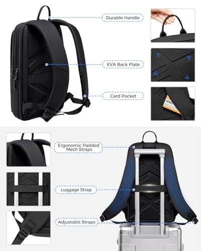 Fenree.geer Slim Laptop Backpack for Men with USB Port, Fits 15.6 Inch | Lightweight Business Backpack, Anti Theft & Water Resistant College Commuter Backpacks for Daily Office Work, Black - style: Slim Backpack