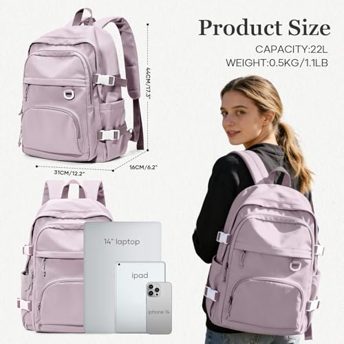 Lightweight College Backpack for Women Men Cute School Bag for Teens Girls Boys High School Backpack for Students Waterproof Casual Daypack Backpack（Purple） - color: A6-purple