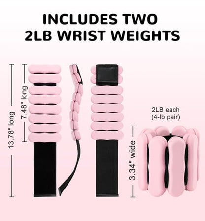 Ankle and Wrist Weights for Women & Men, Adjustable Arm & Leg Weights Set of 2 (1 lb/2 lb Each) Soft Silicone Weighted Bands Weighted Bracelet for Pilates Yoga Dance Walking Running Swimming Water Pool Home Gym Fitness Workout Jogging Gymnastics Aerobics