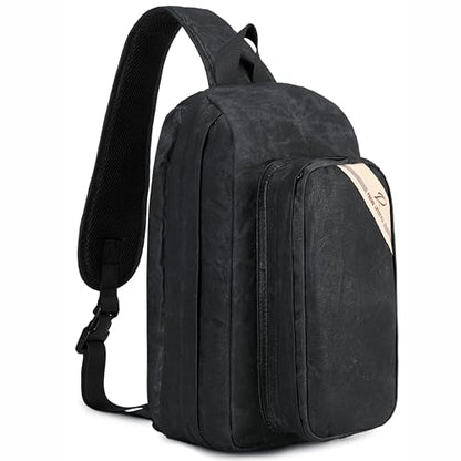 Padwa Lifestyle Black Crossbody Camera Bag - Waxed Memory Canvas Compact Camera Sling and Crossbody Bag with Fast Access,Versatile Lightweight Everyday Bag Great for Photographers Travel,Photography - color: Black