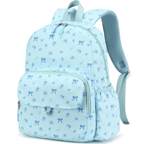 BTOOP Kids Backpack for Boys Girls 3-6, Preschool Kindergarten Backpack with Insulated Lunch Compartment & Chest Strap (Blue-Bow, Age 3-6 (14.5" H Fit Folder)) - color: Blue-bow, size: Age 3-6 (14.5" H Fit Folder)