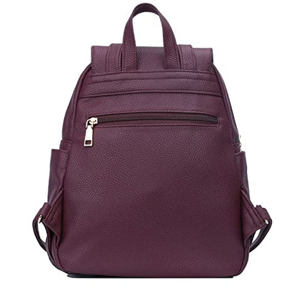KKXIU Quilted Trendy Leather Backpack Purse for Women and Ladies Shoulder Travel Daypacks Bags (Wine) - color: Wine, style: Backpack