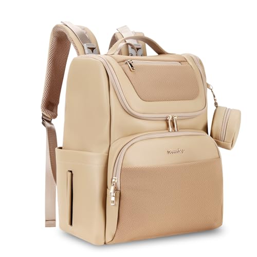 Large Leather Diaper Bag Backpack, Baby Travel Bag with Changing Pad, Insulated Pockets, Stroller Straps and Pacifier Case, Water-Resistant Diaper Bag for Mom and Dad, Khaki - color: Khaki