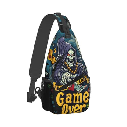Skull Outdoor Crossbody Shoulder Bag For Unisex Young Adult Hiking Bicycling - color: 28