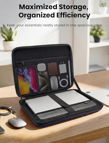 DOMISO Laptop Hard Case 14-14.4 inch Waterproof Shockproof Hard Shell Laptop Sleeve with Handle & Storage Pocket, Compatible with MacBook, HP, Dell,Dark Blue - color: Dark Blue, size: 14 inch