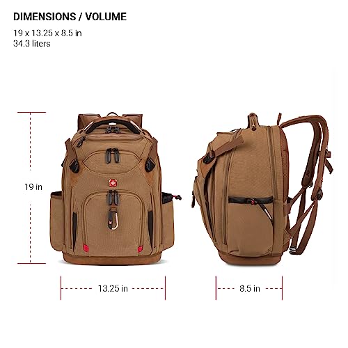 SwissGear Tool Bag Backpack, Fits Up to 17-Inch Laptop, Work Pack PRO, Brown Canvas - color: Brown Canvas, size: Large