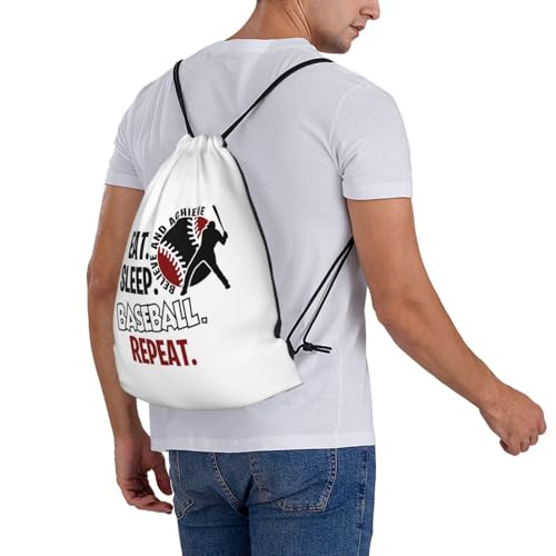 Eat Sleep Baseball Repeat Unisex Drawstring Backpack Bag Sport Gym Travel Swim Sackpack - color: Eat Sleep Baseball Repeat2