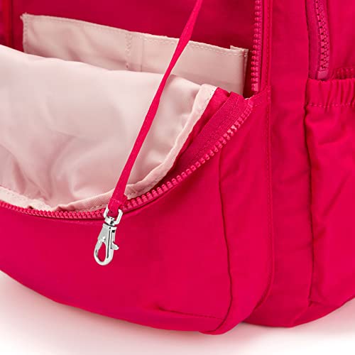 Kipling Seoul Large 15" Laptop Backpack - color: True Pink, size: 12.75''L x 17.25''H x 8''D