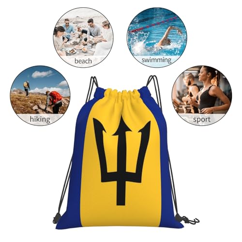 Barbados Flag Drawstring Bag Sport Gym Backpack Beach Travel Sack Draw String Yoga Bag For Men Women - color: Barbados Flag
