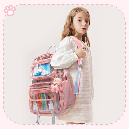 Clear Backpack Stadium Approved Heavy Duty Large Transparent Bag with Anti-Theft Pocket for School, Work, and Events