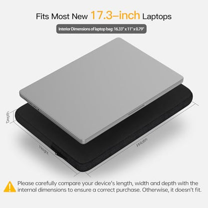17 inch Laptop Sleeve Case for HP 17 inch Laptop/HP Envy 17 / Pavilion 17, Dell Inspiron 17, Lenovo Ideapad 3, Asus Vivobook 17, Acer Aspire 17.3 Laptops Water-Resistant Notebook Bag - color: Black