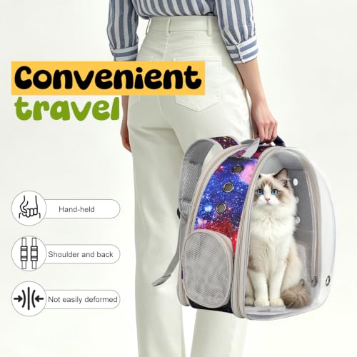 Back Extension Cat Travel Carrier Backpack (Galaxy Blue, Clear Window) - color: Galaxy Blue