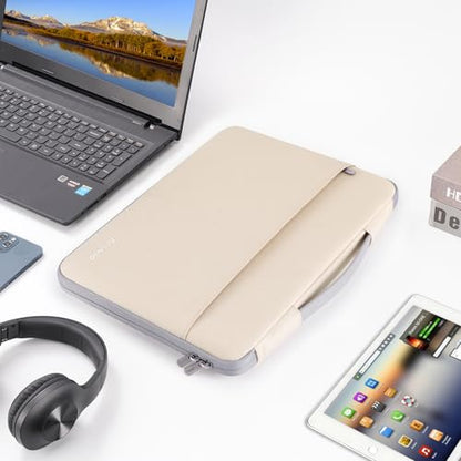DOMISO 14 inch Laptop Case Sleeve Protective Cover Compatible with 15 inch MacBook Air M4 M3 M2,MacBook Pro,14-15 inch HP Dell ASUS Lenovo Chromebook,Waterproof Computer Cases Bag with Handle,Beige - color: Beige, size: 14" Laptop/15" for mac book