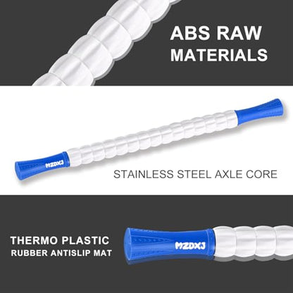 Muscle Roller Massage Roller Stick- Deep Tissue Fascia Blaster for Myofascial Pain Relief, Lymphatic Drainage & Body Sculpting, Handheld Physical Therapy & Recovery Tool (Blue White-24 inch) - color: Blue White