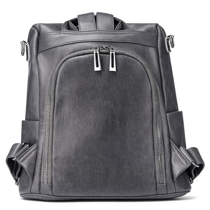 molshine Backpack,Fashion Casual Travel PU Leather Daypack Bag Shoulder Rucksack Handbags for Women HB041 - color: Grey