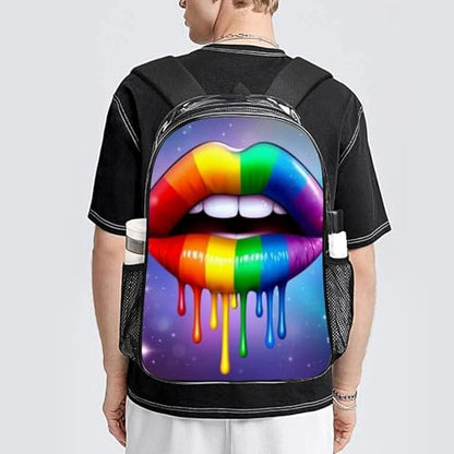 Shoulder Book Bags Polyester Multipurpose Anti-Theft Lgbt Gay Homosexual Lesbian Rainbow Lips Carry On Bag Large Capacity Travel Hiking Camping Rucksack - color: Pattern 209