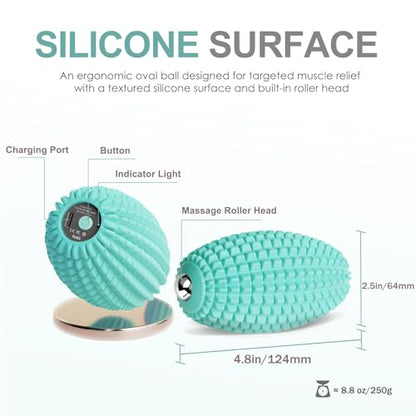 Silicone Vibrating Massage Ball with Rolling Head, 3-Speed Myofascial Massage Roller for Plantar Fasciitis Relief, Hip & Psoas Release, Trigger Point Therapy for Neck, Back, Foot (Blue) - color: Blue