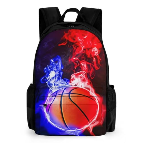 Basketball Flame Backpack, Durable Polyester Daypack with Laptop Compartment, Reinforced Bottom, Adjustable Shoulder Straps And Multi Pockets for Travel And Daily Use - color: Basketball Flame