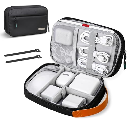 Lacdo Cord Organizer Travel, Electronics Organizer Travel Case, Cable Organizer Bag Case Storage for Cords, Chargers, Phone, Cables, SD Card, Usbs, Essentials, Black