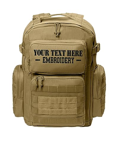 Tactical Gear bag Heavy Duty Duffel Gym bag/Tactical Backpack Custom Embroidered with your own text (Coyote Brown Backpack) - color: Coyote Brown Backpack
