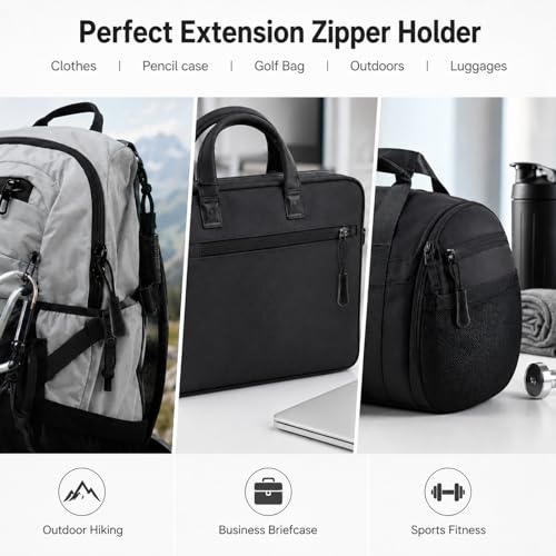 Dplolng 30 Pcs Zipper Pull Replacement,Zippers Pulls Cord Ends Replacement Universal Zipper Extender for Jackets,Backpacks,Pants,Coats, Luggage,Golf Bag,Purses(Black)