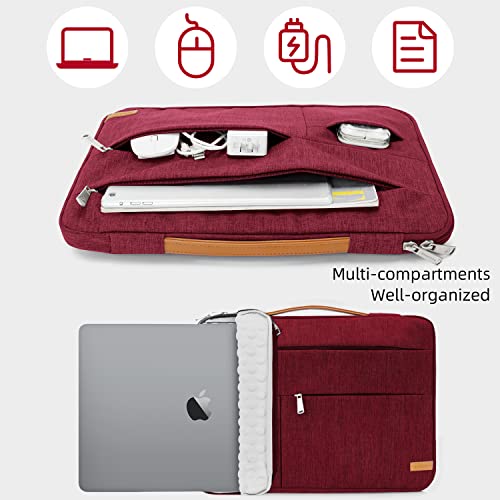 KINGSLONG 13.3 inch Laptop Sleeve Bag, Slim Shockproof Handbag, Computer Carrying Case Cover Compatible with MacBook Air/Pro,Acer Asus Dell HP Red - color: Red, size: 13 inch