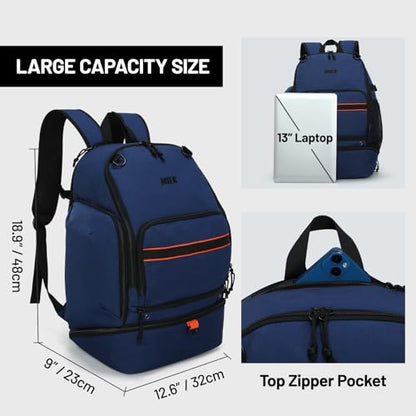 MIER Basketball Backpack Bags Sports Gym Backpacks with Shoe Compartment and Ball Holder for Adult Men Large Soccer Bag - color: Dark Blue