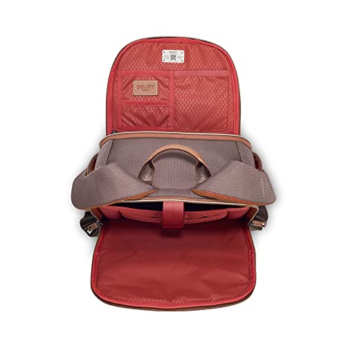 DELSEY PARIS Chatelet Air 2.0 Travel Laptop Backpack, Fits 14 Inch Laptop, Water-Repellent Recycled Fabric, Vegan Leather Trim, Trolley Sleeve, Chocolate Brown - color: Brown