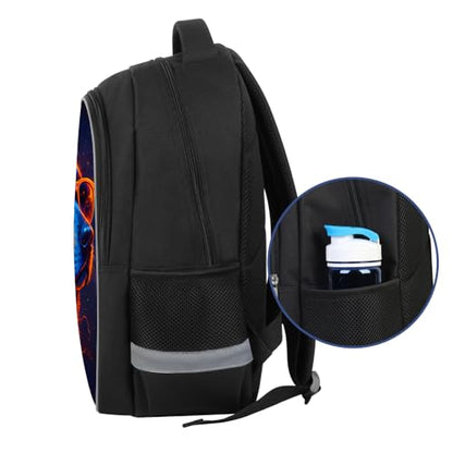 HiMagics Large Capacity Kids Backpack - Water-Resistant Elementary School Bag with Multi-Compartments, Durable Bookbag for Middle High School Teens Boys & Girls Music Dog Black - color: A09-dog