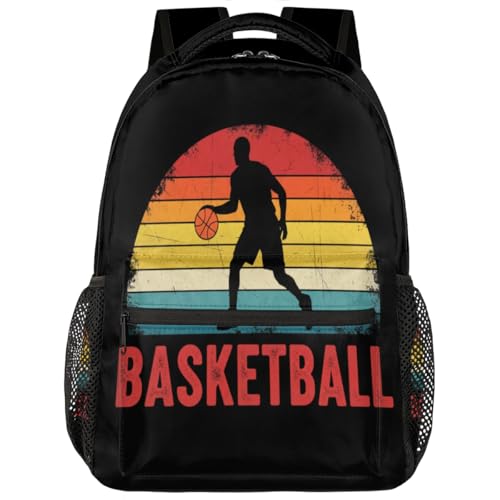 School Backpack Travel Bag for Women & Men - Basketball Lightweight Boys Girls Bookbag Daypack Fits 15.6 Inch Laptop for College Students, Middle High School, Teens