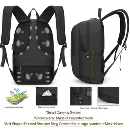 Tzowla Travel Laptop Backpack Water Resistant Anti-Theft Bag with Lock - color: A-black, size: Standard 15.6 inch