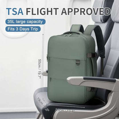 Travel Backpack for Men Women, 35L Laptop Backpack W/Shoe Compartment, Water Resistant Flight Approved Fits 15.6-inch Laptop, Grey-green - color: Grey-green