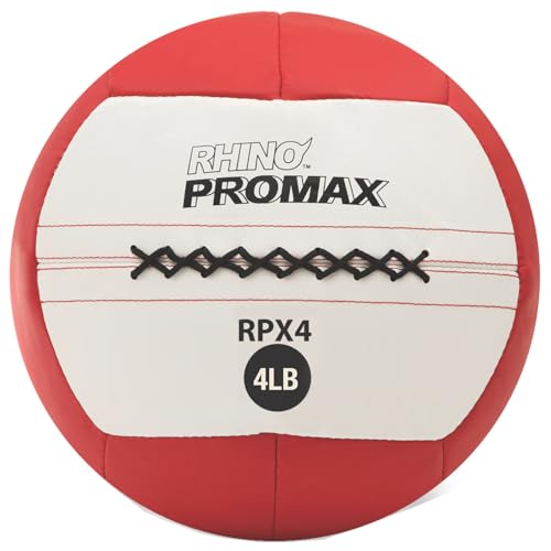 Champion Sports Rhino Promax Wall Balls - Soft Shell Non-Slip Grip for Weightlifting, Plyometrics, Cross Training, & Home Gym - style: 4 LBS