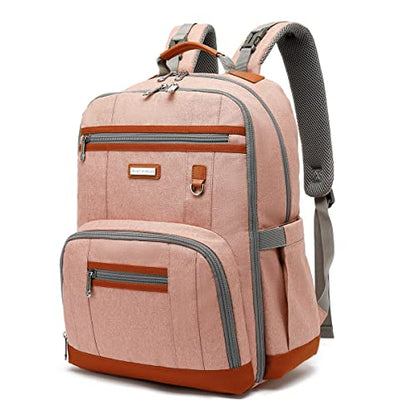 Diaper Bag Backpack, Large Baby Nappy Bags with Portable Changing Pad for Boys and GirlsMultifunction Travel Baby Bag for Moms Dads, Shower Gifts Waterproof and Stylish，Deep Powder - color: Deep Powder