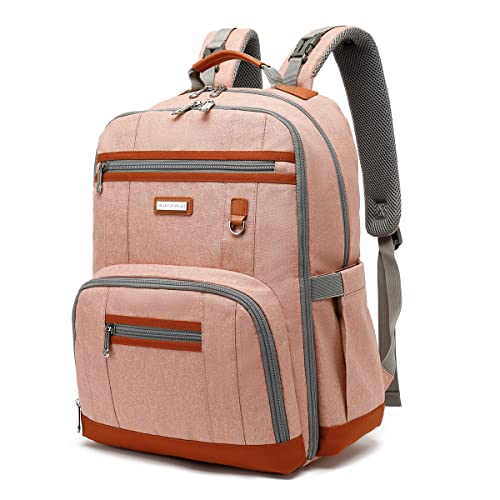 Diaper Bag Backpack, Large Baby Nappy Bags with Portable Changing Pad for Boys and GirlsMultifunction Travel Baby Bag for Moms Dads, Shower Gifts Waterproof and Stylish，Deep Powder - color: Deep Powder