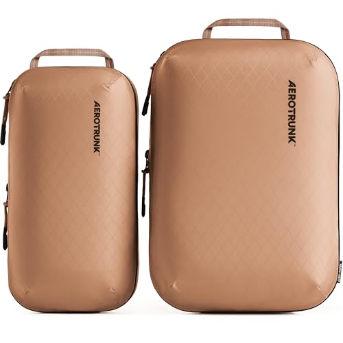 Aerotrunk Ultralight Compression Packing Cubes - Lightweight Travel Organizers for Suitcases and Luggage (3-Pack, Mocha) - color: Mocha, size: 3-Pack