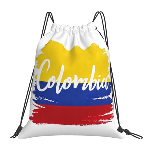 Colombia Flag Drawstring Bag Sport Gym Backpack Beach Travel Sack Draw String Yoga Bag For Men Women - color: Colombia Flag