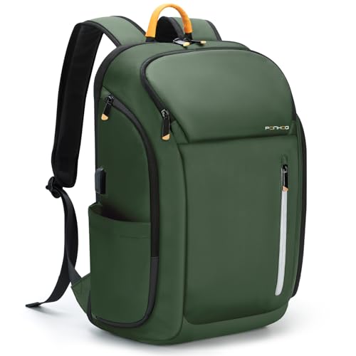 Ponhog 17 Inch Laptop Backpack for Men, Business Travel Anti-Theft Backpack with USB Charging Port, Water Resistant Computer Bag Carry On Flight Approved for Work College Weekender, Green - color: D-green, size: 17 Inch