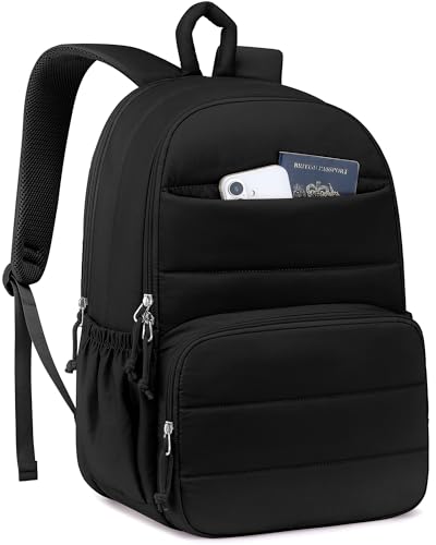 Travel Laptop Backpack for Women Bookbag: 17.3 Inch Quilted Work Backpacks Casual College School Book Bag Cute Water Resistant Business Computer Daypack for Girls Students Teacher Nurse Gifts Black - color: 01-black, size: 17.3 Inch