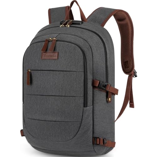 Tzowla Canvas Laptop Backpack-Anti Theft Bag for Men Women,Rucksack Fits 15.6Inch Laptop, Work Travel with Lock - color: Light Grey, size: Standard 15.6inch