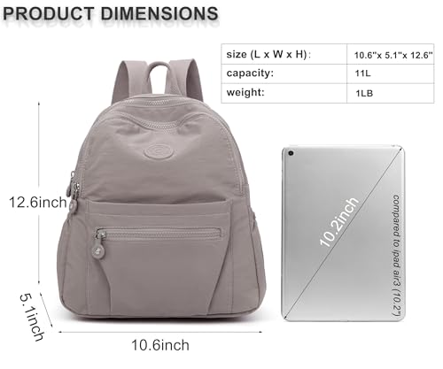 Pealwel Mini Backpack Purse for Women,Small Nylon backpacks for Ladies Backpacks Women Anti Theft Travel Bag (A-Khaki) - color: A-khaki